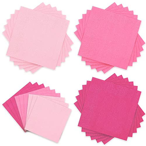 Serviettes en papier rose Whaline absorbantes et résistantes au format pratique 16,5 x 16,5 cm