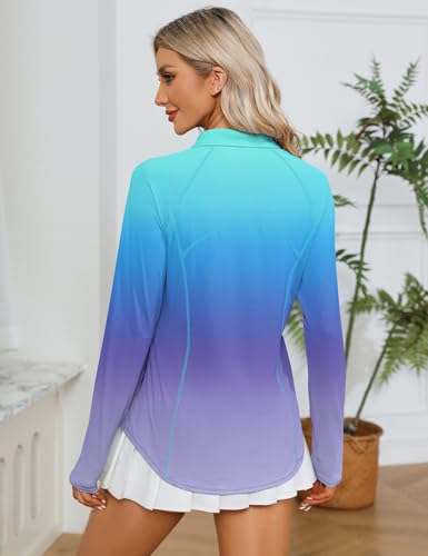 Image of LOMON Women Long Sleeve Shirts Sun Protection 1 /4 Zip Summer Quick Dry Hiking Shirts Quarter Zip Pullover for Women