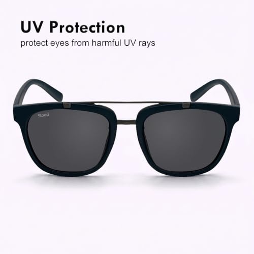 Image of Stood Techy Serie Sunglasses |Rounded Square | UV Protected | Matte | Double Metal Bridge | Medium | Men & Women | SG-STD0021