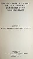 The Application of Electricity and Magnetism to Transmission in the Telephone Plant: Section 1, Elementary Principles - Direct Currents B001FHFP2K Book Cover