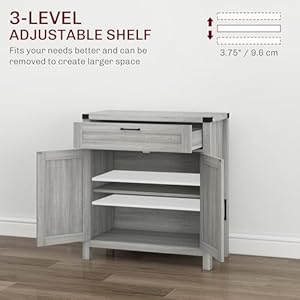 Homcom sideboard buffet cabinet with storage drawer modern farmhouse kitchen cabinet with 2 barn doors coffee bar cabinet gray  urban country home decor