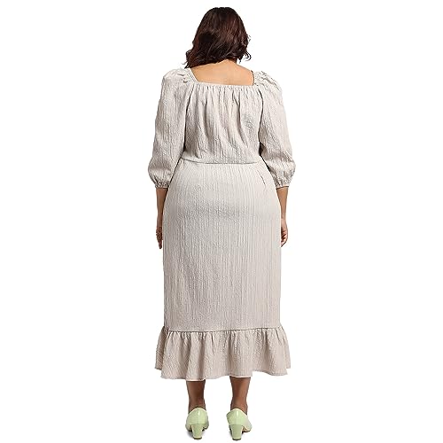 Image of Instafab Plus Women's Dress for Casual Wear | Short Sleeve | Plus-Size Fit | Polyester Fabric | V-Neck Dress Crafted with Comfort Fit for Everyday Wear