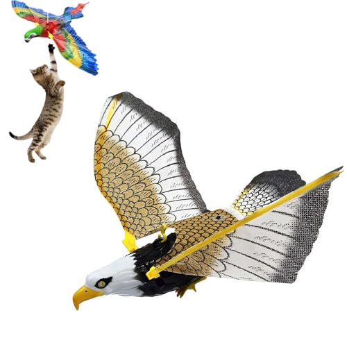 Flying Bird Cat Toy,Automatic Moving Simulation Flying Bird Interactive Cat Toy for Indoor Cats,Electric Hanging Eagle Flapping Bird Cat Toy,Bird Interactive Cat Toy with Music Lights