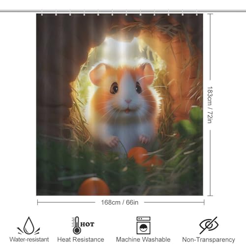 Rideau de douche hamster imperméable et séchage rapide en tissu - 4