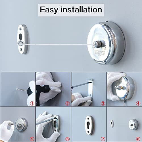 Image of Retractable Clothesline, JIMSUMM 304 Stainless Steel Shower Clothesline, 9.2ft Adjustable Laundry String Line for Indoor and Outdoor, Retractable Family Clothesline for Great Addition to Any Home