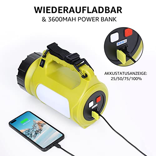 LE LED Handscheinwerfer Wiederaufladbare Dimmbare mit Powerbank, 1000 LM – Ansicht 4