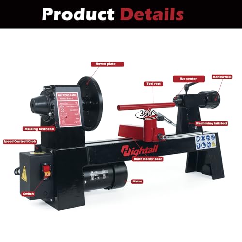 Wood Lathe Machine 8x12 Inch