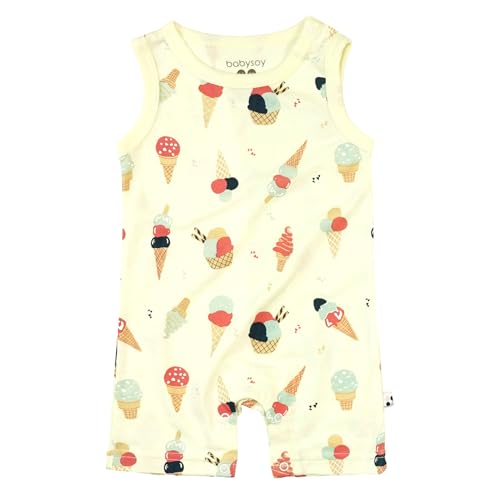 Babysoy Organic Pattern Print Tank Romper Shortall