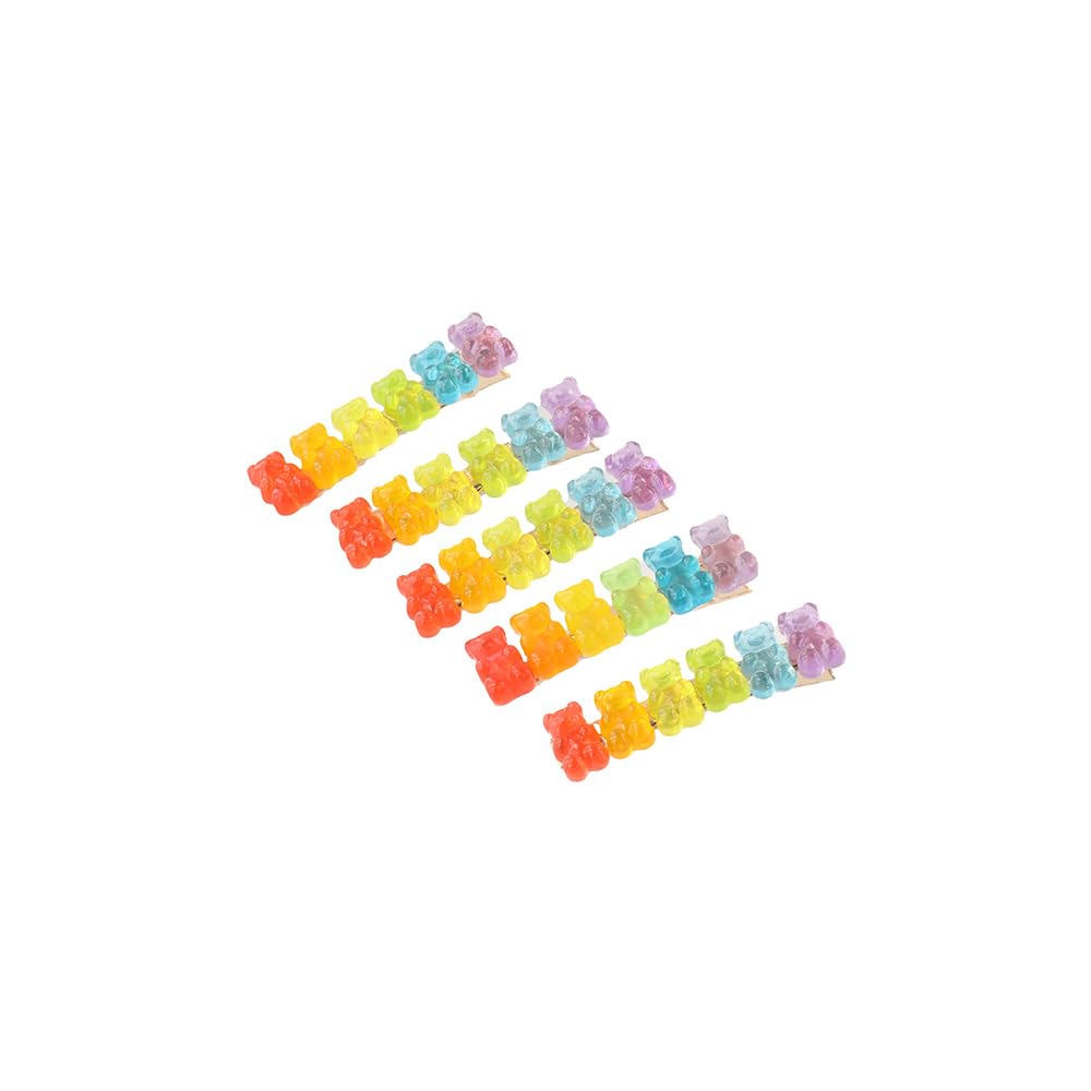 5Pcs Colorful Gummy Bear Hair Clips Candy Color Cartoon Bear Hair Clip Barrette Resin Animal Hairpin Hair Accessories for Women Girls Jewelry Gift - Image 6