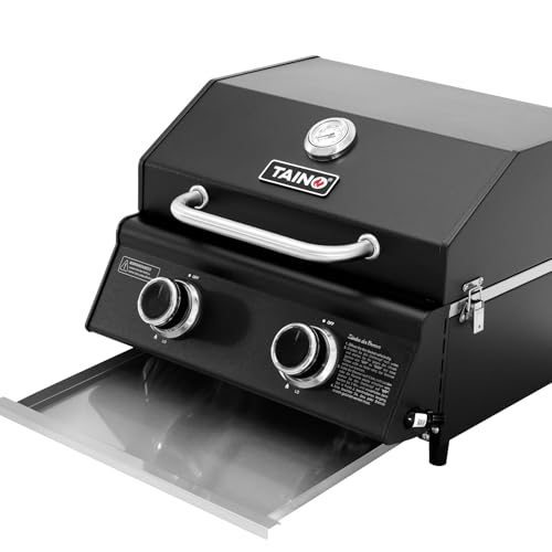 TAINO PLATINUM COMPACT DARK Tischgrill 2 Brenner Gasgrill Kompakt Camping Mini Grill Tragbar BBQ