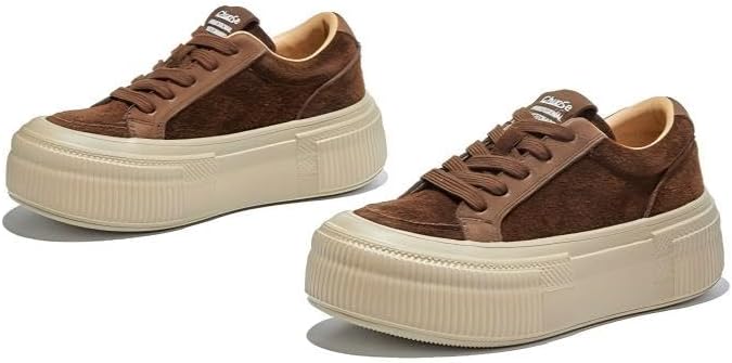 Women's Platform Sneakers, Lace-Up, Suede Material, Thick Sole, Casual Fashion Shoes