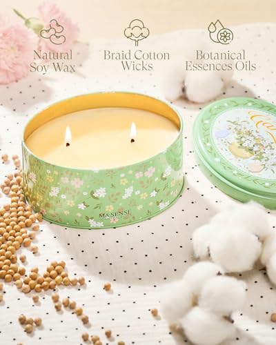 Image of M&SENSE 2 Wicks Gardenia Scented Candle 12oz | Soy Wax, Natural, Floral Scent, Spring