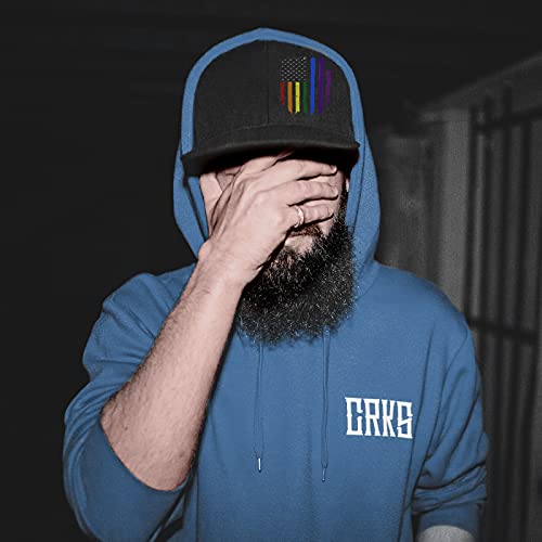 Image of Snapback Hats for Men Flat Bill Black Mens Baseball Cap Brim Snap Back Adjustable