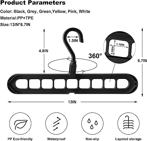 Image of Multi Hanger with Swivel Hook 9 Holes Magic Wardrobe Space Saver Folding Hangers Closet Organiser Anti-Skid Plastic 360 Degree Wet and Dry Clothes Hanger (Pack of 2)