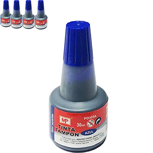 Pack de 4 Botes de Tinta Azules para tampón de Sellos