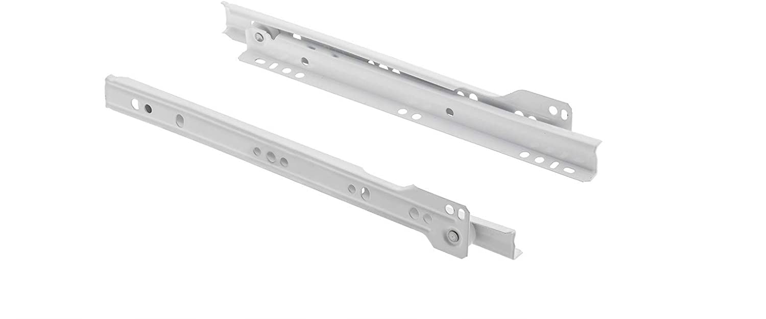 2 Pairs x White Kitchen/Bedroom Cabinet Drawer Metal Roller Runners (350mm) — image 1