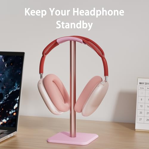 Image of Headphone Stand - Headset Stand with Aluminum Hanger, Headphone Holder for AirPods Max, Sony, Bose, Beats and More (Pink)