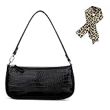 SUGARBABY 90er Jahre Umhängetasche Damen, Retro Umhängetasche Bag, mit schickem Krokoprägung-Druck Crossbody Taschen, Damen Schultertasche, 5 Farben Shoulder Crossbody Mini Bag (Schwarz-Kleine)