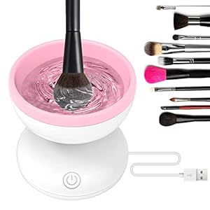 Pink Electric Makeup Brush Cleaner Machine, Windspeed Silicone Brush Cleaner Machine Beauty Blender Cleanser For Beauty Makeup Brushes, Christmas Halloween Valentine’s Day Gifts for Your Girls