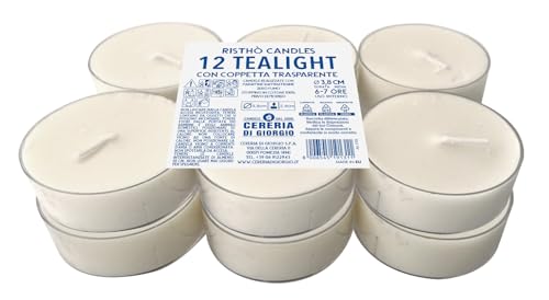 Set mit 12 Maxi-Teelichtern mit transparentem Cup - Pflanzenwachs...