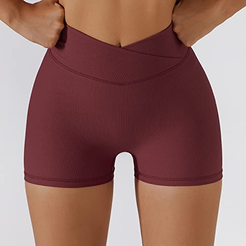 Short de sport taille haute élastique CLSDRZC pour fitness
