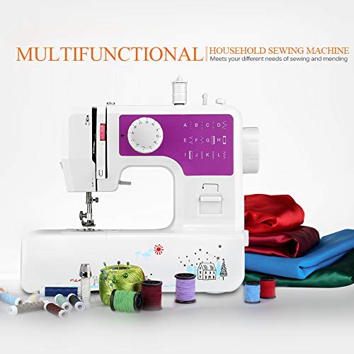 AODD Sewing Machine, Household Portable Electric Sewing Machine Portable Mini with 12 Different Stitches, Fabric Sewing, DIY, Easy Operation, Durable, for Fabric, Clothing, Home Travel (Blue) - Thumbnail 6