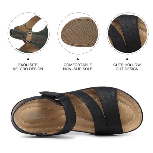 SHIBEVER Women's Wedge Sandals Platform: Comfortable Dressy Arch Support Ankle Strap - Summer Open Toe Women Sandals2