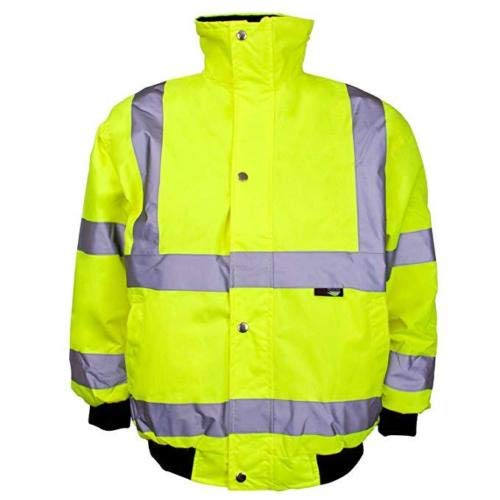 Expert Workwear Kids Hi Vis Bomber Jacket Waterproof Junior Cycling Walking Safety Coat (Yellow, 7-9 Years)