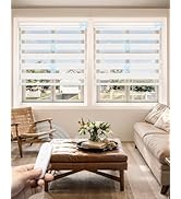 JaeJaes Smart Zebra Blinds for Windows, Alexa Motorized Blinds with Remote Control, Automatic Electric Power Zebra Shades for Indoor Windows (72 W x 72 H, Gray Fabric & White Shell