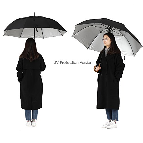 Zekar Wooden J-Handle Umbrella, 54/62/68 Inch, Classic Versions, Large Windproof Stick Umbrella, Auto Open For Men And Women #TOP1