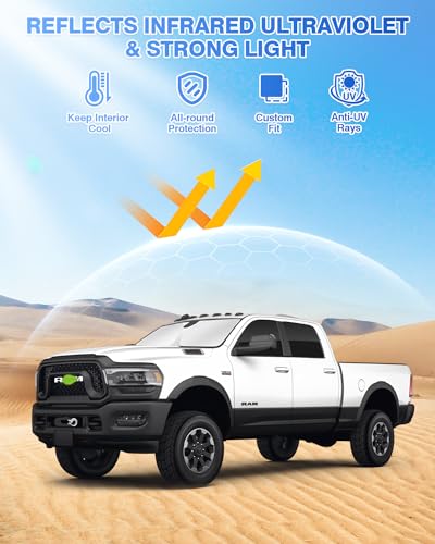 Image of Canvcle Sunshades for Dodge Ram 2500 3500 2010-2025 2026 Accessories Windshield Sun Shade Side Rear Window Shade Cover Sun Visor Shield Privacy Protection Keep Vehicle Cool Black 6PCS