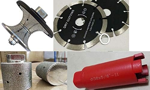 2 Inch Full Bullnose V50 Router Bit Shaping Grinding Wheel 1 3/8" Diamond zero tolerance grinding drum core bit 5" Segmented Cutting Blade for stone concrete masonry granite marble grinder polisher
