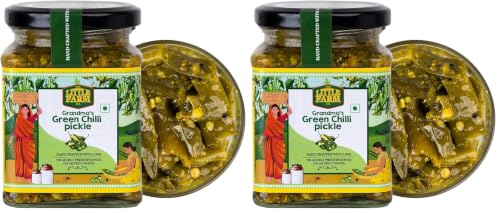 Image of THE LITTLE FARM CO Green Chilli Pickle - Hari Mirch ka Achar (250g)| Less Oil Mustard Base Homestyle Tangy Flavour Chilli Pickles | No Added Preservatives, Artificial Colours & Flavours | Traditional Recipe