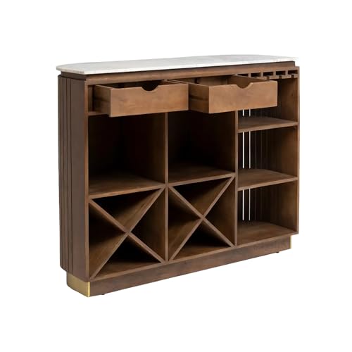 Image of The Attic Carlston Bar Cabinet,Hard and Soft Drinks Bar Storage Cabinet,Wine Wisky Scotch,Bar for Home,Solid Mango Wood,Provential Teak Matte Finish