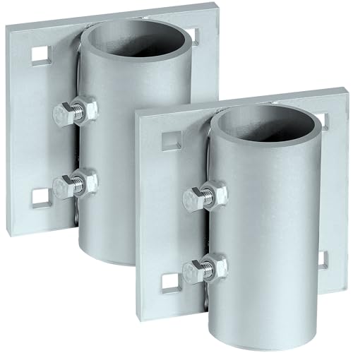 Stationary Dock Heavy Duty Side Leg Pipe Holder Floating Dock Bracket Hardware for Post Dock Pipe Brackets Sleeve Holder for Pole 7/16 Holes for 3/8 Carriage Bolts