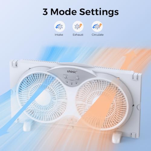 shinic Window Fan with Reversible Airflow, Twin 9" Blades, Full Remote Control, 3 Functions-3 Speeds, Bathroom Kitchen Window Exhaust Fan, Width Adjustable (From 23.8" to 37") ETL Certified by shinic - Image 4