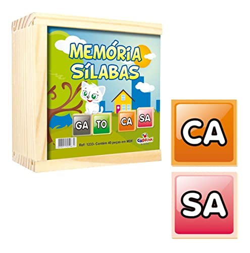 Memória Sílabas Ciabrink Mdf 40pcs Caixa De Madeira