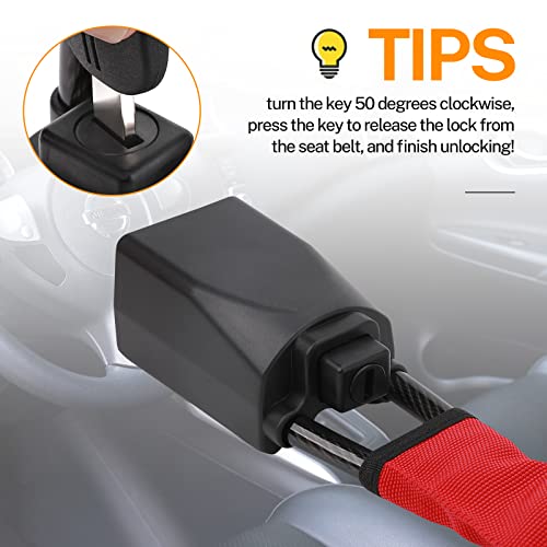 Kansmart 80006405 Steering Wheel Lock Seat Belt Lock Anti-Theft Device Steering Wheel Locks For Cars Suv Golf Cart Vehicle Security Antitheft Locking Devices- Red thumb #6