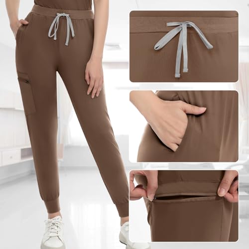Top de blouse extensible col en V et pantalon de jogging médical multi-pockets - 6