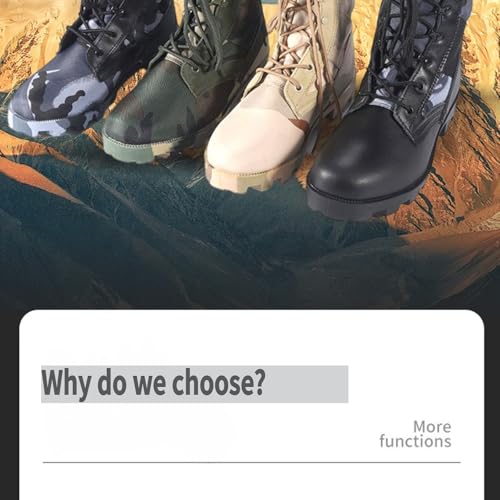 Men's Lace Up High Top Suede Leather Tactical Military Camo Boots Lightweight Waterproof Non Slip Sole Hiking Climbing Combat Desert Army Boots for Outdoor Work Camping Hunting Training Motorcycle2