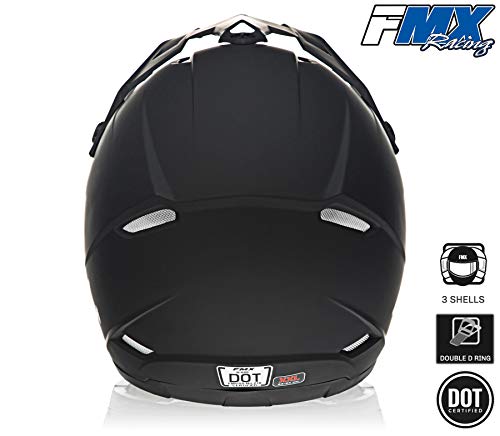 FMX Adult Motocross Dirt Bike Off-Road ATV Motorcycle DOT Approved Matte Black Helmet Size Medium
