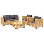 Lounge-Set Teakholz 5-teilig Dunkelgrau