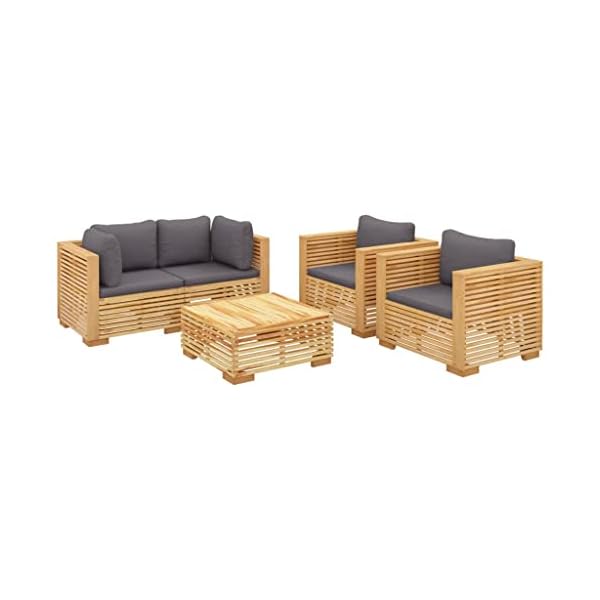 Lounge-Set Teakholz 5-teilig Dunkelgrau