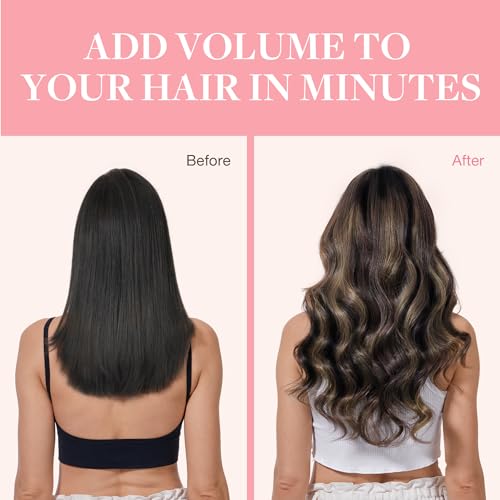 Image of GOO GOO Clip in Hair Extensions Real Human Hair, Remy Human Hair Extensions Clip ins for Women, Natural Human Hair, 14inch 120g 7Pcs, 1B /16 /1B Balayage Natural Black to Light Blonde