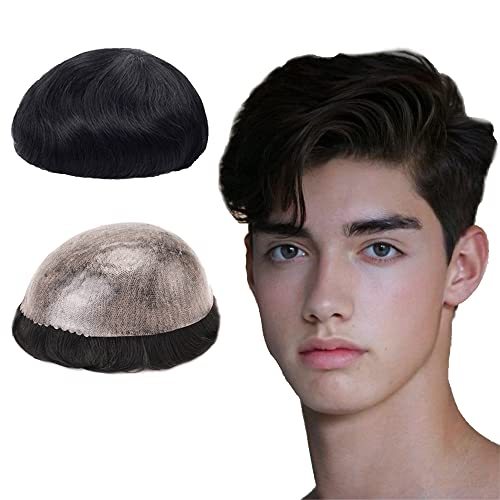 Lordhair Perücke Männer,100 % europäischem Echthaar, Französische Spitzen,Toupet für Männer Haarersatz Systeme,20,3 x 25,4 cm Basis Cover