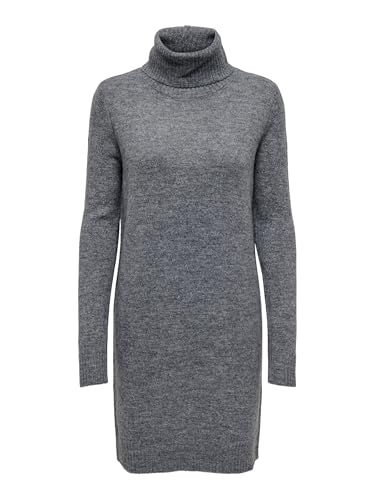 JdY Langarm Strickkleid Mini Rollkragen Dress Regular Fit Pullover Rundhals Shirt Knielang JDYELANOR, Farben:Dunkelgrau, Größe:XS