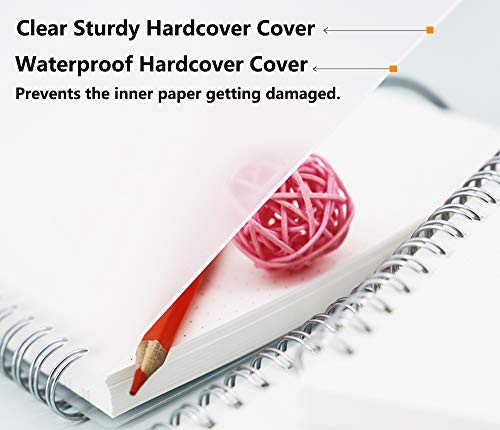 Zegrox 5 Pack Transparent Hardcover Dot Grid Spiral Notebook/Bullet Journaling,Writing Diary Subject Notebooks,80 Sheets (160Pages)-8.35X 5.75Inch,A5 Size. #TOP1