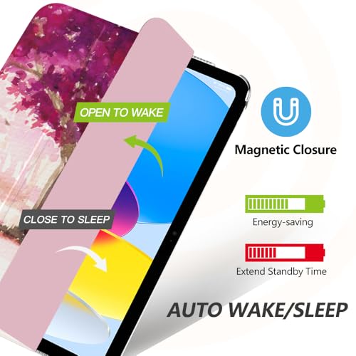 Image of MoKo for iPad (A16) 11th Generation Case 11 Inch 2025,iPad 10th Generation Case 10.9 Inch 2022,Slim Stand Hard PC Translucent Back Shell Smart Cover,Support Touch ID,Auto Wake /Sleep,Watercolor Scenery