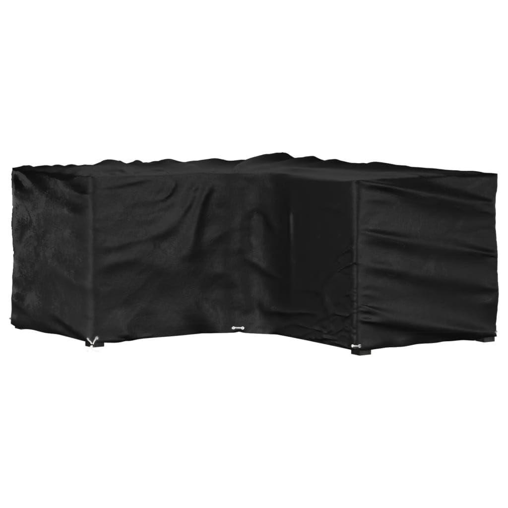 Pokrowiec na meble ogrodowe w kształcie litery L, 185 x 185 x 90 cm, wodoszczelna plandeka z polietylenu z 12 oczkami aluminiowymi i linką do ciągnięcia, odporna na działanie promieni UV i łatwa w