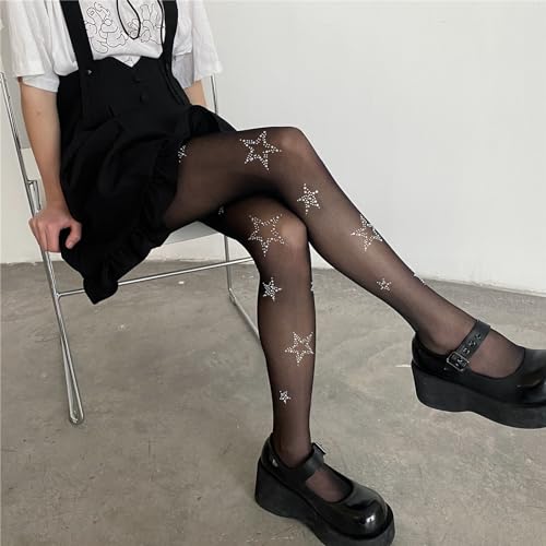 Image of SOLILOQUY Women Y2K Lolita Sheer Tights Bow Knot High Waist Footed Pantyhose Stockings See-Through Stretchy Leggings